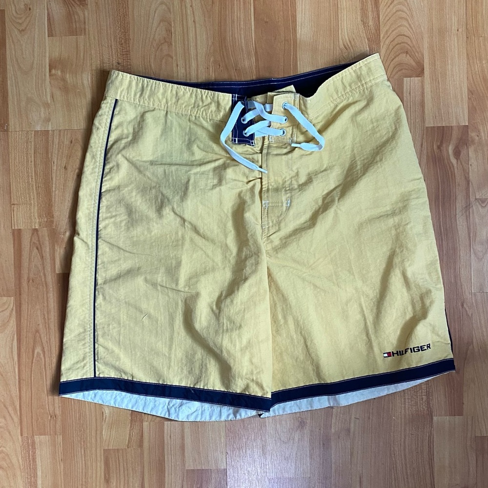 Vintage Tommy Hilfiger Men's Yellow Board Shorts